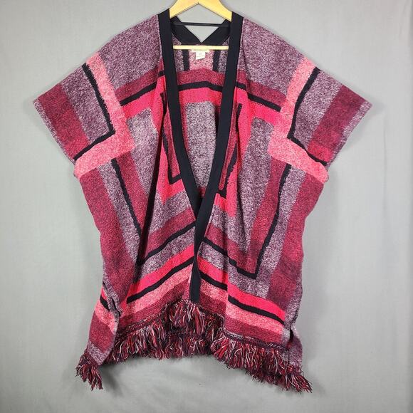 Lucky Brand Sweaters - Lucky Brand Boho Fringed Poncho Cardigan Southwestern Festival Comfy Size M/L